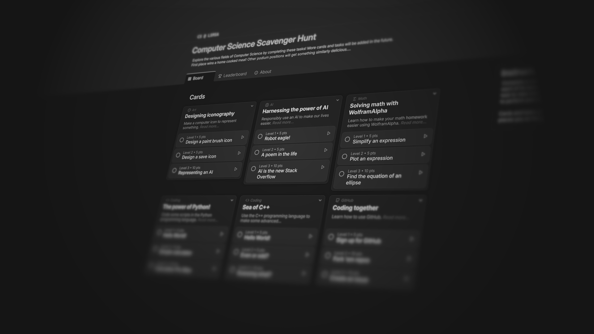 Screenshot of Scavenger Hunt page